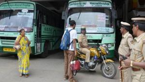 Only skeletal staff arrived for duty even as transport minister MR Vijayabhaskar said that the government had roped in retired bus drivers and conductors to run as many buses as possible.(PTI FILE PHOTO) Only skeletal staff arrived for duty even as transport minister MR Vijayabhaskar said that the government had roped in retired bus drivers and conductors to run as many buses as possible.(PTI FILE PHOTO)