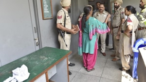 The school caretaker giving details to the police in Amritsar on Friday.(Gurpreet Singh/HT Photo) The school caretaker giving details to the police in Amritsar on Friday.(Gurpreet Singh/HT Photo)