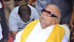 Ailing DMK patriarch M Karunanidhi’s birthday celebration on June 3 is being seen as a mega political event with top Opposition leaders converging in Chennai(PTI File Photo) Ailing DMK patriarch M Karunanidhi’s birthday celebration on June 3 is being seen as a mega political event with top Opposition leaders converging in Chennai(PTI File Photo)