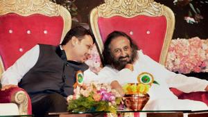 Maharashtra Chief Minister Devendra Fadnavis with Art of Living Foundation founder Sri Sri Ravi Shankar at an event in Pune. Those devoted to one or other guru in India will take no time coming up with the name of an inspirational figure. Sri Sri Sri Ravi Shankar… ‘So calming, so soothing…ayyo’, Sathguru Jaggi Vasudev… ‘Have you heard him? So simply he speaks, so easy to understand…’(PTI) Maharashtra Chief Minister Devendra Fadnavis with Art of Living Foundation founder Sri Sri Ravi Shankar at an event in Pune. Those devoted to one or other guru in India will take no time coming up with the name of an inspirational figure. Sri Sri Sri Ravi Shankar… ‘So calming, so soothing…ayyo’, Sathguru Jaggi Vasudev… ‘Have you heard him? So simply he speaks, so easy to understand…’(PTI)