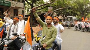 A Ram Navami procession in Kolkata, April 5, 2017(Samir Jana/HT PHOTO) A Ram Navami procession in Kolkata, April 5, 2017(Samir Jana/HT PHOTO)