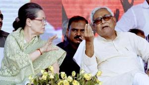 Congress president Sonia Gandhi with Bihar chief minister Nitish Kumar at a meeting.(HT File) Congress president Sonia Gandhi with Bihar chief minister Nitish Kumar at a meeting.(HT File)