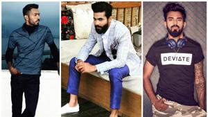 Hardik Pandya, Ranvindra Jadeja and Rahul KL’s fashion choices belie their occupation.(Instagram) Hardik Pandya, Ranvindra Jadeja and Rahul KL’s fashion choices belie their occupation.(Instagram)
