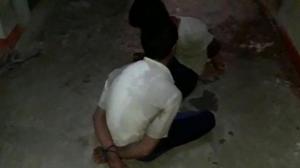 Video grab showing the children bound and gagged at the Phaphamau juvenile shelter.(HT Photo) Video grab showing the children bound and gagged at the Phaphamau juvenile shelter.(HT Photo)