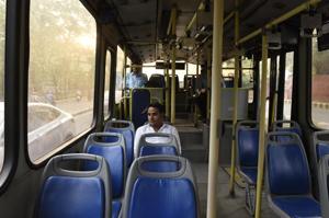 DTC's DS 20 bus which heads to Balco Apartments from Shivaji Stadium Bus stop.(Saumya Khandelwal/HT PHOTO) DTC's DS 20 bus which heads to Balco Apartments from Shivaji Stadium Bus stop.(Saumya Khandelwal/HT PHOTO)