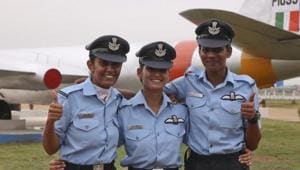 Indian Air Force pilots Mohana Singh, Avani Chaturvedi and Bhawana Kanth were commissioned as India’s first women fighter pilots in June 2016.(AP File Photo)
