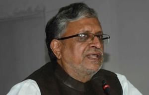BJP leader Sushil Kumar Modi (in picture) is continuing with his attack on the Lalu family, pertaining to acquisition of illegal property he first launched on April 4.(HT file photo)