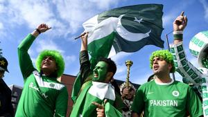 Pakistan cricket fans during the ICC Champions Trophy match against Indian cricket team at Edgbaston, in Birmingham. The city has a sizable Pakistani population which is expected to come out again in huge numbers to support their team in the crucial match against South Africa cricket team on Wednesday.(Getty Images)