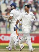 VVS Laxman and MS Dhoni at Eden Gardens, Kolkata, during the test match against the West Indies on 15th November 2011.(Subhankar Chakraborty/HT Photo)
