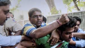 Ankit Bhardwaj, the state executive member of Bharatiya Janata Yuva Morcha (BJYM), filed the suit for allegedly sharing his pictures in media and falsely declaring him as the one (man in picture, also named Ankit Bhardwaj) who slapped former water minister Kapil Mishra on May 10.(PTI) Ankit Bhardwaj, the state executive member of Bharatiya Janata Yuva Morcha (BJYM), filed the suit for allegedly sharing his pictures in media and falsely declaring him as the one (man in picture, also named Ankit Bhardwaj) who slapped former water minister Kapil Mishra on May 10.(PTI)