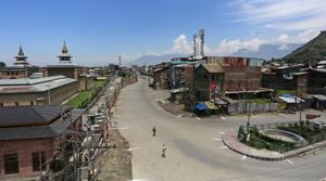 Deserted streets during a curfew in Srinagar on Friday as separatist leaders called for a shutdown against the killing of a civilian in Shopian district.(Waseem Andrabi / HT Photo) Deserted streets during a curfew in Srinagar on Friday as separatist leaders called for a shutdown against the killing of a civilian in Shopian district.(Waseem Andrabi / HT Photo)