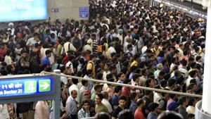 Massive rush at Rajiv Chowk Metro station on Tuesday after a bird hit paralysed services on Blue Line for over three hours. The Blue Line is DMRC’s busiest and one of the longest lines. It is also the most snag-prone.(Raj K Raj/HT PHOTO) Massive rush at Rajiv Chowk Metro station on Tuesday after a bird hit paralysed services on Blue Line for over three hours. The Blue Line is DMRC’s busiest and one of the longest lines. It is also the most snag-prone.(Raj K Raj/HT PHOTO)