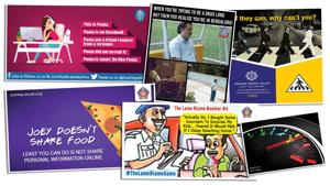 (Clockwise from top left) Posts by the Hyderabad, Bengaluru, Kolkata and Mumbai police departments, using cheeky memes and artful imagery to spread awareness and reach out. (Clockwise from top left) Posts by the Hyderabad, Bengaluru, Kolkata and Mumbai police departments, using cheeky memes and artful imagery to spread awareness and reach out.