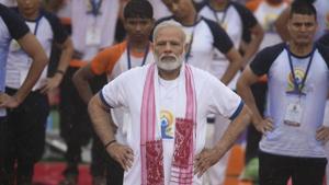 Prime Minister Narendra Modi takes part in the Yoga Day celebrations in Lucknow on Wednesday.(HT Photo) Prime Minister Narendra Modi takes part in the Yoga Day celebrations in Lucknow on Wednesday.(HT Photo)