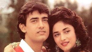 Actors Madhuri Dixit and Aamir Khan in a still from Dil. Actors Madhuri Dixit and Aamir Khan in a still from Dil.