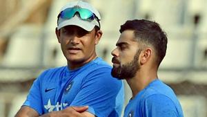 Anil Kumble (L), seen here with Virat Kohli , resigned as the coach of the Indian cricket team earlier this week.(PTI) Anil Kumble (L), seen here with Virat Kohli , resigned as the coach of the Indian cricket team earlier this week.(PTI)
