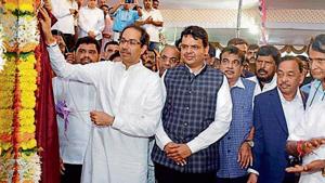 Shiv Sena chief Uddhav Thackeray, CM Devendra Fadnavis, Union ministers Nitin Gadkari, Suresh Prabhu and former chief minister Narayan Rane at a function in Kudal on Friday.(PTI) Shiv Sena chief Uddhav Thackeray, CM Devendra Fadnavis, Union ministers Nitin Gadkari, Suresh Prabhu and former chief minister Narayan Rane at a function in Kudal on Friday.(PTI)