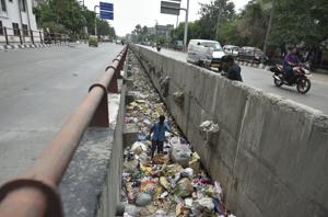 A drain from which garbage and silt has not been cleared at Geeta Colony in East Delhi on Sunday morning.(Ravi Choudhary/HT PHOTO) A drain from which garbage and silt has not been cleared at Geeta Colony in East Delhi on Sunday morning.(Ravi Choudhary/HT PHOTO)