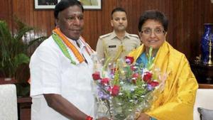 Puducherry chief minister V.Narayanasamy accuses Lt Governor Kiran Bedi of overstepping her powers(PTI File Photo) Puducherry chief minister V.Narayanasamy accuses Lt Governor Kiran Bedi of overstepping her powers(PTI File Photo)