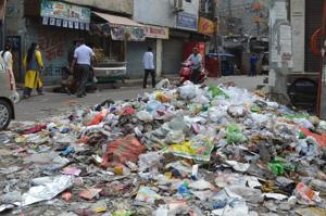 Garbage lied unattended on Parwana Road in East Delhi. Garbage lied unattended on Parwana Road in East Delhi.