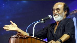 File photo of Rajinikanth addressing fans at an event at Raghavendra Kalyana Mandapam in Chennai.(PTI) File photo of Rajinikanth addressing fans at an event at Raghavendra Kalyana Mandapam in Chennai.(PTI)