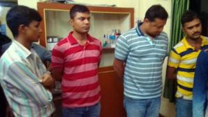 The arrested constables at the Government Railway Police station in Bhagalpur.(Niraj/HT photo) The arrested constables at the Government Railway Police station in Bhagalpur.(Niraj/HT photo)