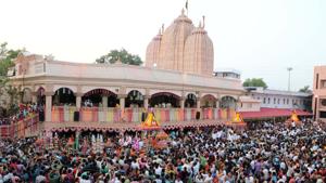 A scene in Ahmedabad during the annual rath yatra of Lord Jagannath. (Siddharaj Solanki/ HT Photo) A scene in Ahmedabad during the annual rath yatra of Lord Jagannath. (Siddharaj Solanki/ HT Photo)