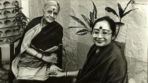 Artist Alka Raghuvanshi with her metaphoric guru MS Subbulakshmi.