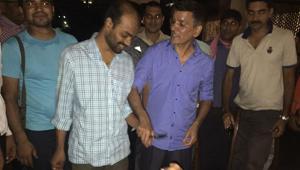 Dr Srikanth Goud (left) returned home on Wednesday night and senior police officers held a cake cutting ceremony for him.(Picture: Sourced)