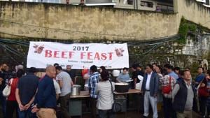 NPF members held a beef fest on Friday.(HT Photo) NPF members held a beef fest on Friday.(HT Photo)