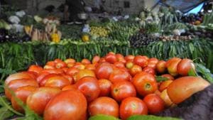 The price of tomatoes has gone up from Rs40 per kg to Rs80, and even Rs100 a kg in some areas of Noida.(Sunil Ghosh/HT Photo) The price of tomatoes has gone up from Rs40 per kg to Rs80, and even Rs100 a kg in some areas of Noida.(Sunil Ghosh/HT Photo)