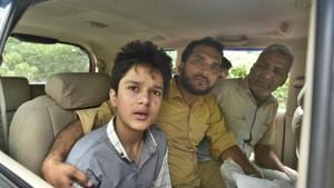 A child who was in the car at the time of the incident. He is among the four survivors of the accident.(Sushil Kumar/HT PHOTO) A child who was in the car at the time of the incident. He is among the four survivors of the accident.(Sushil Kumar/HT PHOTO)