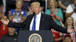 President Donald Trump speaks at the Covelli Centre, Tuesday, July 25, 2017, in Youngstown, Ohio.(AP) President Donald Trump speaks at the Covelli Centre, Tuesday, July 25, 2017, in Youngstown, Ohio.(AP)