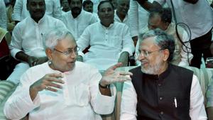 Nitish Kumar with senior BJP leader Sushil Kumar Modi at an oath taking ceremony, at Raj Bhawan in Patna.(PTI Photo) Nitish Kumar with senior BJP leader Sushil Kumar Modi at an oath taking ceremony, at Raj Bhawan in Patna.(PTI Photo)