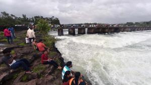 14 thousand cusec water was released from the Khadwasla dam on July 22.(HT PHOTO) 14 thousand cusec water was released from the Khadwasla dam on July 22.(HT PHOTO)
