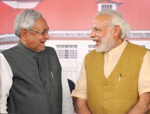 Bihar chief minister Nitish Kumar with Prime Minister Narendra Modi.(AP) Bihar chief minister Nitish Kumar with Prime Minister Narendra Modi.(AP)