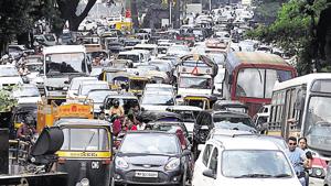 With over 700 new vehicles being purchased everyday, the use of public transport including the Maharashtra State Road Transport Corporation (MSRTC) and Railways among the citizens is coming down drastically.(HT PHOTO) With over 700 new vehicles being purchased everyday, the use of public transport including the Maharashtra State Road Transport Corporation (MSRTC) and Railways among the citizens is coming down drastically.(HT PHOTO)