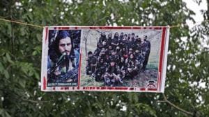 Posters showing Saddam Padder and other Hizbul Militant militants dot the Shopian district.(HT File Photo/Waseem Andrabi) Posters showing Saddam Padder and other Hizbul Militant militants dot the Shopian district.(HT File Photo/Waseem Andrabi)