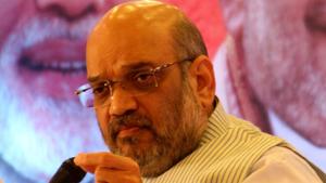 Amit Shah addressing a press conference in Rohtak on the second day of his three-day visit to Haryana wherein he is reviewing the functioning of the Manohar Lal Khattar-led BJP government.(Manoj Dhaka/HT) Amit Shah addressing a press conference in Rohtak on the second day of his three-day visit to Haryana wherein he is reviewing the functioning of the Manohar Lal Khattar-led BJP government.(Manoj Dhaka/HT)