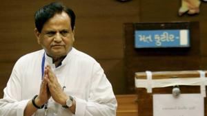 Congress leader Ahmed Patel after casting his vote for the Rajya Sabha election at the secretariat in Gandhinagar.(PTI Photo) Congress leader Ahmed Patel after casting his vote for the Rajya Sabha election at the secretariat in Gandhinagar.(PTI Photo)
