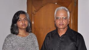 Varnika with her father Varinder Singh Kundu, Panchkula, August 7, 2017(Sant Arora Hindustan Times)