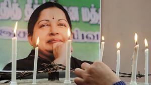 Supporters of former Tamil Nadu chief minister J Jayalalithaa pay tribute to her in Chennai. Jayalalithaa died in December last year.(AFP file) Supporters of former Tamil Nadu chief minister J Jayalalithaa pay tribute to her in Chennai. Jayalalithaa died in December last year.(AFP file)