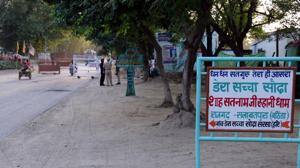Barricades outsidethe Salabatpura branch of Dera Sacha Sauda in Bathinda on Saturday.(Sanjeev Kumar/HT) Barricades outsidethe Salabatpura branch of Dera Sacha Sauda in Bathinda on Saturday.(Sanjeev Kumar/HT)