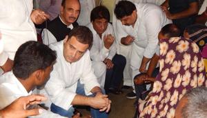 Congress vice-president Rahul Gandhi after meeting the family members of BRD Medical College tragedy victims at Baghaghada village in Gorakhpur on Saturday. Gorakhpur India, on Saturday, August 19, 2017.(HT Photo) Congress vice-president Rahul Gandhi after meeting the family members of BRD Medical College tragedy victims at Baghaghada village in Gorakhpur on Saturday. Gorakhpur India, on Saturday, August 19, 2017.(HT Photo)