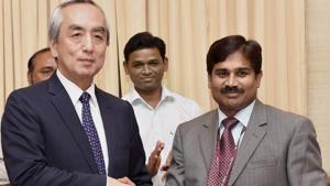 Kenji Hiramatsu, Japanese ambassador to India signing an MoU with joint secretary, department of economic affairs, S Selvakumar, in New Delhi in March 2017.(PTI) Kenji Hiramatsu, Japanese ambassador to India signing an MoU with joint secretary, department of economic affairs, S Selvakumar, in New Delhi in March 2017.(PTI)