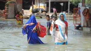 So far, 13 of total 69 dams have been eroded while the rest are at a risk in the wake of overflowing rivers.(Guddu/HT Photo) So far, 13 of total 69 dams have been eroded while the rest are at a risk in the wake of overflowing rivers.(Guddu/HT Photo)