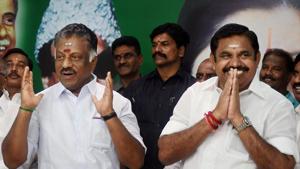 Tamil Nadu chief minister K Palaniswami (R) and O Panneerselvam greet supporters following merger of their factions, Chennai, August 21(PTI) Tamil Nadu chief minister K Palaniswami (R) and O Panneerselvam greet supporters following merger of their factions, Chennai, August 21(PTI)