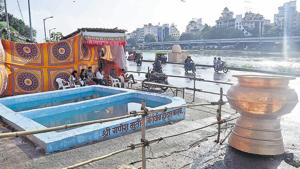 Pune Municipal Corporation prepared Immersion tanks and Nirmalya Kalash for upcoming Ganesha Immersion in Pune(RAVINDRA JOSHI) Pune Municipal Corporation prepared Immersion tanks and Nirmalya Kalash for upcoming Ganesha Immersion in Pune(RAVINDRA JOSHI)