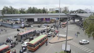 An aerial view of Jedhe chowk at Swargate in Pune on Thursday.(RAVINDRA JOSHI/HT PHOTO) An aerial view of Jedhe chowk at Swargate in Pune on Thursday.(RAVINDRA JOSHI/HT PHOTO)