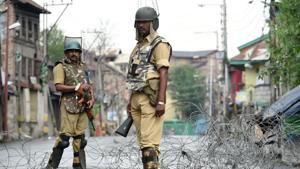 The militant has been identified as Ishfaq Paddar, a local operative of the terror outfit Lashkar-e-Taiba, wanted for civilian killings.(AFP FILE PHOTO) The militant has been identified as Ishfaq Paddar, a local operative of the terror outfit Lashkar-e-Taiba, wanted for civilian killings.(AFP FILE PHOTO)
